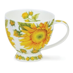 Tasse à thé Dunoon en porcelaine fine décor tournesols jaunes