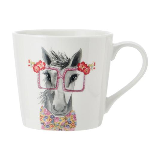 Cheval à lunette sur un mug en porcelaine